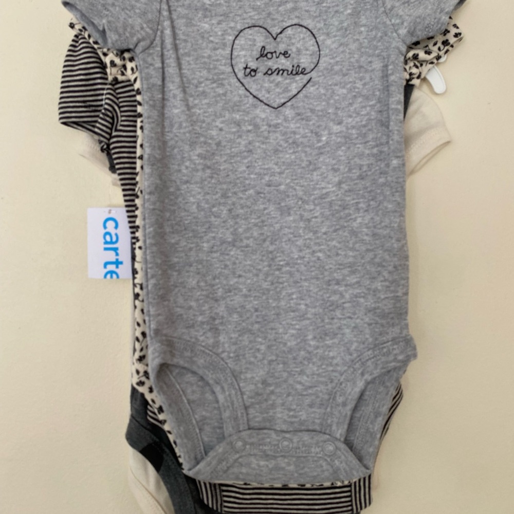 Carter's Gray Heart Embroidered Bodysuit